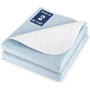 SOLOSHINE 2 Packs Reusable Incontinence Bed Pad, 52" x 34" Washable Pee Pads, Waterproof Bed Pad & Pet Pad, Perfect for Kids, Adults, The Elderly and Pets