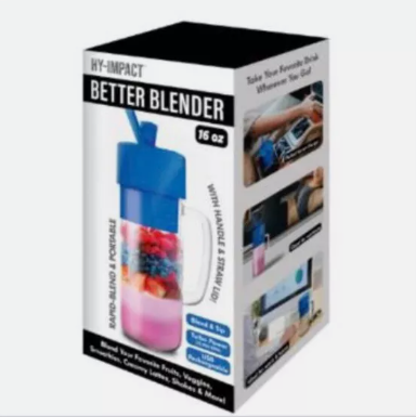 Hy-Impact Better Blender 16 Oz Cordless USB Rechargeable Turbo Power. New