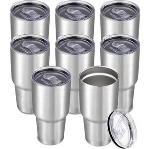 Cool Yoleb 30 oz Tumbler with Lid Stainless Steel Tumblers Bulk Vacuum Insulated Cup Reusable Powder Coated Travel Mug Double Wall Leak Proof Cups Keep Cold Drinks for 12 Hours Stainless, Set of 12