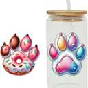 4Sheets Dog Pawprints UV DTF Cup Wraps Winter UV DTF Transfer Waterproof Sticker for Glass Cups Furniture Craft DIY Crafts Rub on Transfer Stickers for DIY Water Bottle Laptop Decal Wood Car 1798