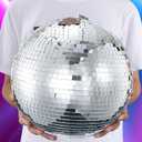 16 Inch Disco Ball Mirror Ball Hanging Ornament for Party Decoration DJ Club Stage Bar Wedding, Silver