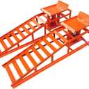 2 Pack Hydraulic Car and Truck Service Ramps,11023 Lbs (5 Tons), Low Profile Car Lift Service Ramps for Oil Changes, Adjustable Lift Height 9.8" to 16.21", Home Garage,Vehicle Auto Garage (Orange)
