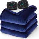 Bedsure Electric Blanket King Size - Dual Control Heated Blanket King Size, Fast Heating with 10 Time Settings & 10 Heat Settings, Warm Gift for Grandma (100x90 inches, Pageant Blue)