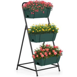 Vertical Raised Garden Bed 3 Tier Garden Planter Standing Planter Box Herb Garden Planter Outdoor and Indoor for Vegetables Flowers Green
