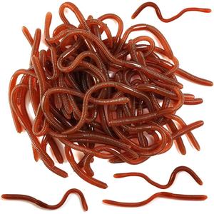 RONYOUNG 50PCS 7.1inch Fake Earthworm Soft Stretchy Rubber Earthworm Lifelike Worm Trick for Halloween April Fool's Day Party Decoration