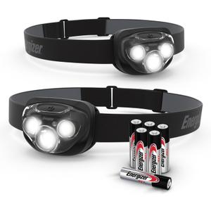 Energizer LED Headlamp PRO (2-Pack), IPX4 Water Resistant Headlamps, High-Performance Head Light for Outdoors, Camping, Running, Storm, Survival LED Light for Emergencies (Batteries Included) (Black)