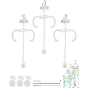 joyfeed Sippy Straw Cup Conversion Kit for Dr Browns Narrow and Narrow Glass Baby Bottles, Weighted Sippy Replacement Kit with Soft Sippy Top and Handle,6m+,Set of 3 (1 Count (Pack of 3))