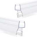 Shower Door Bottom Seal Strips 2PCS, 36 Inch Long Ultra Clear Vinyl Seal Strips with Sweep for 5/16"(8mm) Thick Frameless Glass Door, to Stop Water Leak