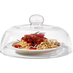 10 Inch Borosilicate Glass Microwave Splatter Cover for Food, All Glass Tall Splatter Guard Microwave Plate Light Serving Dish Covers Lid with Handle for Heating Food