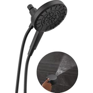 Delta 5-Setting In2ition 2-in-1 Dual Shower Head with Handheld High Pressure ProClean Spray, Matte Black Detachable Shower Head with Hose, 1.75 GPM Flow Rate, Matte Black 75548BL