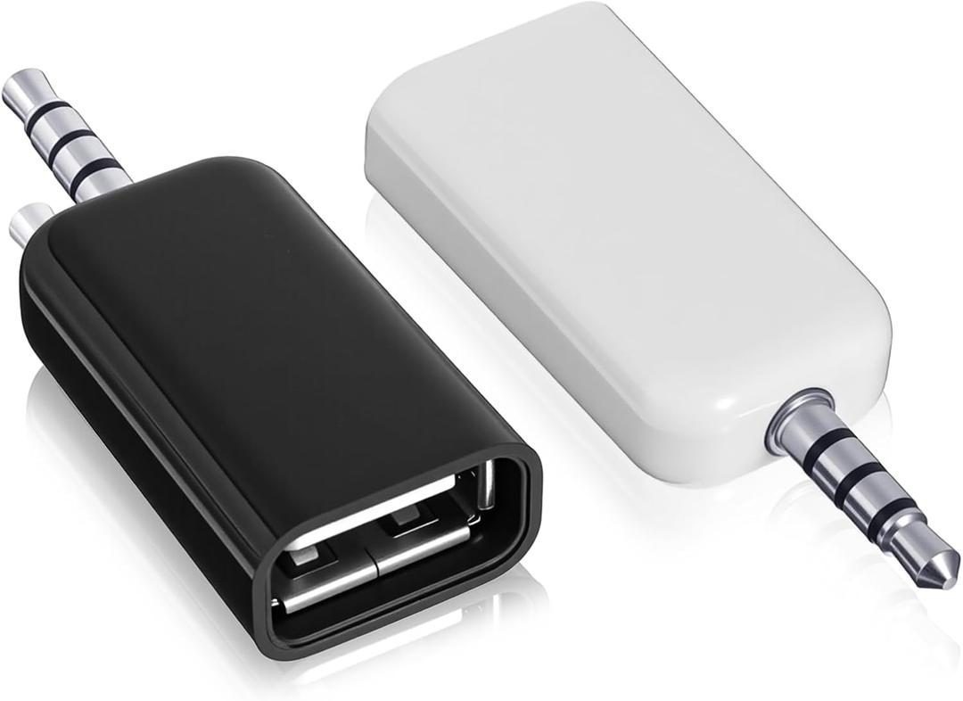 2 Pack AUX to 3.5mm Audio Adapter Not Universal AUX to USB Adapter Audio Cable USB A Female 3.5mm Male Audioes Converter Jack Plug for USBs Flash Drive Car CD Player Only Work for Car Auxiliary Port