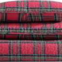 Beatrice Home Fashions Lightweight King Holiday Quilt Bedding Set Tarick Plaid, Red, Black, Green