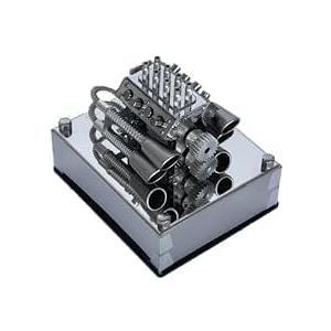 MINI V8 Engine Kit That Runs On Gas, Full-Metal Mechanical V8 Engine Model - Dynamic Running Simulation, Steampunk Collectible Desktop Decor & Ready-to-Play Gift for Adults & Enthusiasts