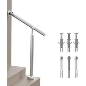 Hand Rails for Steps, 1-2 Step Stainless Steel 304 Single Post Stair Handrail Wall Mount, Indoor Outdoor Stair Railing Kit, Porch Safety Grab Rail Bar for Seniors