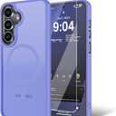 for Samsung Galaxy S25 FE Case with Screen Protector, [Compatible with Magsafe] Ultra Slim Translucent Matte Shockproof Protection Phone Cover-Light Purple