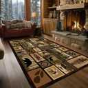 Cabin Rustic Area Rug 4x6 Living Room Rug,Deer Country Wildlife Bear,Vintage Area Carpets for Bedroom,Ultra-Thin Washable Throw Rugs Entryway Indoor Non Slip Accent Floor Mats for Dining Room,Laundry