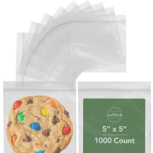 Square Snack Bags  5" x 5" (1000 Count), 2 Mil  Clear Plastic Reclosable Baggies with Resealable Lock Seal Zipper  Zip Bags, Plastic Resealable, Snack Size, Treat Bags