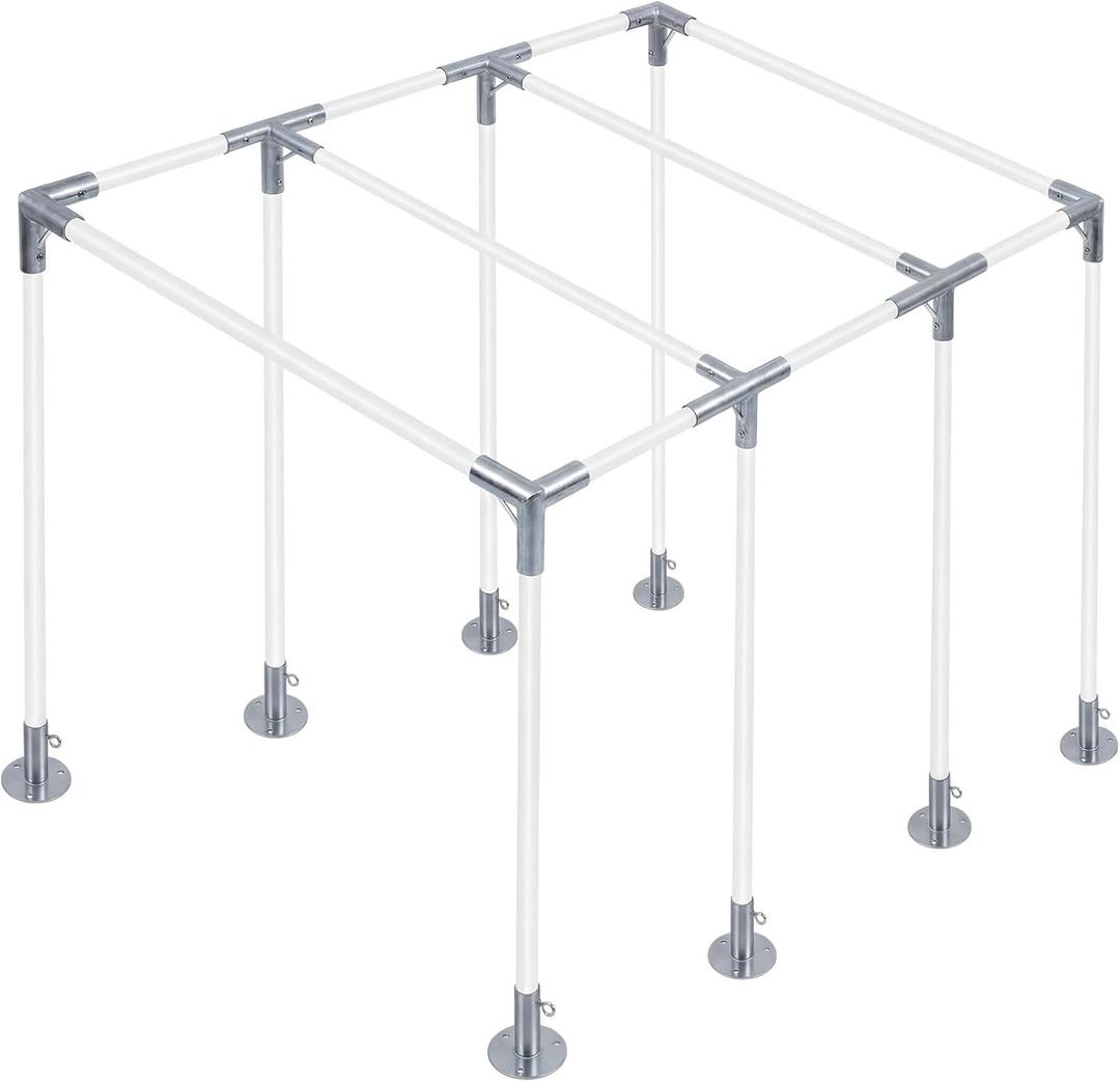 Frienda 8-Leg Lean-to Canopy Fittings for under 1-3/8" Pipes, 16 Pcs Lean to Carport Frame Connectors Kit DIY Project for Slant Roof Carport, Shed, Gazebo, Greenhouse, Shelter Deck, Pipes Not Included