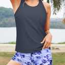 Yonique 3 Piece Tankini Swimsuits for Women Bathing Suits with Boy Shorts and Swim Tank Top Bra Modest Swimwear (Purple, L)