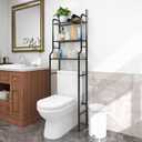3-Shelf Bathroom Organizer Over The Toilet Space Saver Bathroom Corner Stand Storage Organizer, Black