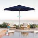 BLUU 9 FT Automatic Aluminum Outdoor Patio Umbrella with Remote Button Controls, Outdoor Market Table Umbrella, UV-Resistant Fade-Resistant for Garden, Deck, Backyard, Pool and Beach (Navy Blue)