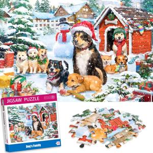 100 Piece Puzzles for Ages 4-8, Dogs Family Christmas Jigsaw Puzzle, Learning Educational Puzzle Toys for Girls and Boys, Xmas Gifts for Kids and Senior