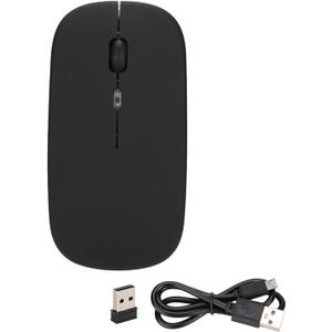 Wire Less 2.4G Ergonomic Dual Mode LED Breathing Light 500mAh Rechargeable Battery Adjustable DPI Office (Black)