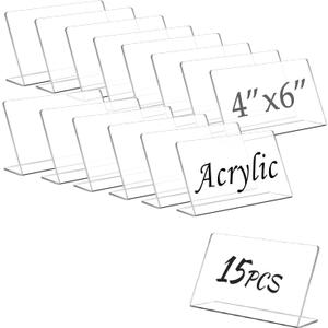 15 Pcs 4 x 6 Inch Food Labels for Party Buffet, Acrylic Clear Chalkboard Signs for Buffet Display, Small Acrylic Food Tabletop Chalkboards for Bakery Table Display, Food Display, Pastry Tags 15 Pcs 4 x 6 Inch Food Labels for Party Buffet, Acrylic Clear Chalkboard Signs for Buffet Display, Small Acrylic Food Tabletop Chalkboards for Bakery Table Display, Food Display, Pastry Tags