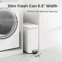 Cesun Bathroom Trash Can with Lid, 2.6 Gallon Small Bathroom Garbage Can Soft Close, Stainless Steel Waste Basket with Step Pedal for Bedroom, Laundry Room, Living Room, Home Office, Toilet, RV, White