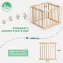 Foldable Wooden Playpen, Natural, 30 x 30 x 24 inches