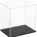 uxcell Acrylic Clear Display Case for Collectibles Self-Assemble Display Boxes, Black Base Dustproof Countertop Storage Box for Collectibles Action Figures, 5.9 x 3.9 x 5.9 Inch