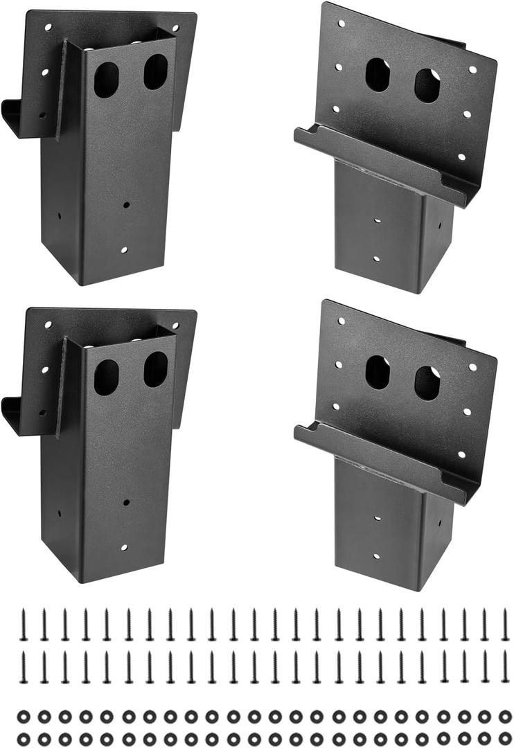 VEVOR Deer Blind Brackets, Outdoor 3.6x3.6 Platform Bracket, Fit 3.5x3.5 In / 88.9x88.9 mm Lumber, 2204lbs/1000kg Capacity Steel Elevator Brackets for Deer Stand, Hunting Blinds, Shooting Shack, 4 Pcs