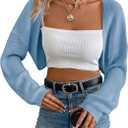 Women's Cardigan Shrugs Long Sleeve Knit Cropped Bolero Shrug Open Front Casual Cardigans for Dresses L, Gray