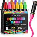 GOTIDEAL Window Markers, Jumbo Chalk Markers for Blackboard, Washable Car Marker for Chalkboard,Glass Mirrow,10mm Thick Tip12 Colors With Metallic Colors