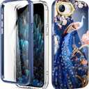 Cute Flower Case for iPhone 16e 6.1 inch Built with Screen Protector, Lightweight and Stylish Full Body Shockproof Protective Rugged TPU Case for Women/Girls-Peafowl