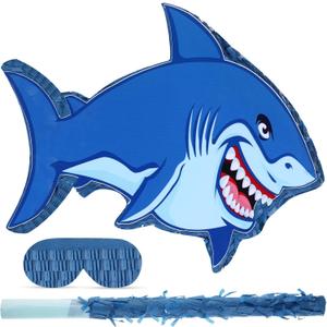 Capoda Shark Piata Large Shark Shaped Piata with Blindfold and Stick for Birthday Party Baby Shower Summer Ocean Under the Sea Theme Party Supplies Decor Capoda Shark Piata Large Shark Shaped Piata with Blindfold and Stick for Birthday Party Baby Shower Summer Ocean Under the Sea Theme Party Supplies Decor