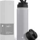 JoyJolt Triple Insulated Water Bottle with Straw Lid AND Flip Lid! 22oz Water Bottle, 12 Hour Hot/Cold Vacuum Insulated Stainless Steel Water Bottle. BPA-Free Leakproof Water Bottles - Thermos Bottle