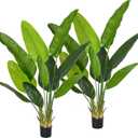 Artificial Bird of Paradise Plant, Fake Tree with Realistic Leaves and Durable pots, Adjustment-Free Branches Artificial Tree for Indoor Outdoor Home Decor (5FT 2Packs)