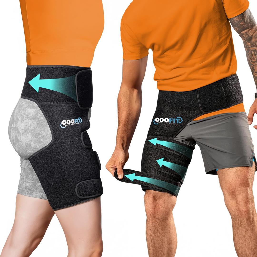 5 in 1 Hip Brace for Women Men Sciatica Pain Relief Devices - Adjustable Groin, Hip Flexor Compression Wrap for Comfortable Thigh, Hamstring & Sciatic Nerve Support, Improved Mobility & Recovery, S/M - RIGHT LEG