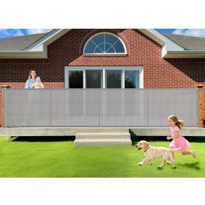 EZIGO Retractable Baby Gates Extra Wide Baby Gate for Large Opening Extra Long Mesh Gate for Kids or Pet Dog Gate Child Safety Gate for Stairs Hallways Doorway Indoor Outdoor (Gray, 41'' X 196'')