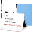Mini Whiteboard 12"x9" Small White Board Dry Erase, Erasable Notebook Foldable Desk Whiteboard Holder Dry Erase Board, Office, Home, Travel, School, Portable (Blue)