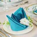 FOLINS&HOME Teal Heavy Duty Cloth Napkins Set of 6 - Decorative 20x20 Inch Polyester Napkins with Hemmed Edges, 210GSM, Washable & Reusable for Dinner, Wedding, Party, Banquet & Everyday Use