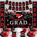 Roetyce Graduation Decorations Men Women, Black Red Congrats Grad Door Banners Balloons Hanging Swirls Centerpieces, Red Class of 2026 Party Supplies Indoor/Outdoor, Graduation Photo Backdrop