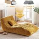 Chaise Lounge Chair with Curved Back, Modern Upholstered Recliner Sofa, Tufted Accent Lounger Comfortable Lazy Chair for Bedroom, Apartment (Yellow), 59.06" L x 30.71" W x 25.59" H