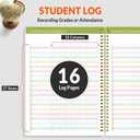 SUNEE Teacher Planner 2026-2027 Academic Year, Lite Lesson Planner Book with 7 Periods Jul 2026 - Jun 2027, 8.5"x11" Daily Weekly and Monthly Organizers, Plan Book with Pocket, Tabs, Floral Stripes