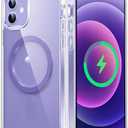 FNTCASE for iPhone 12 Clear Case: for iPhone 12 Pro Magnetic Military Grade Drop Protection Anti Yellowing Cell Phone Cover - Rugged Durable Shockproof Protective Bumper(Purple)