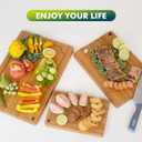 Durable Bamboo Cutting Boards for Kitchen  3-Piece Set with Deep Juice Grooves, Carbonized Surface & Heavy-Duty Design, Perfect for Charcuterie, Meat, and Vegetables