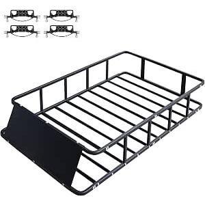 Racketon 64”x39”x8” Roof Cargo Rack for SUV Car Trucks,Heavy Duty Cargo Basket Anti-Rust Top Luggage Rack