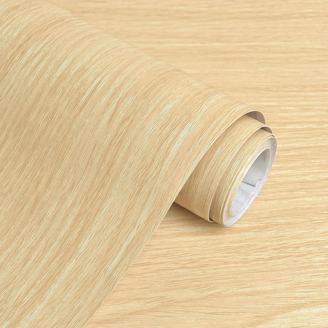 236inL 17.3inW Wood Grain Contact Paper Light Wood Wallpaper Peel and Stick Contact Paper for Cabinet and Drawer Faux Natural Oak Bamboo Self Adhesive Waterproof Wooden Wallpaper Shelf Desk