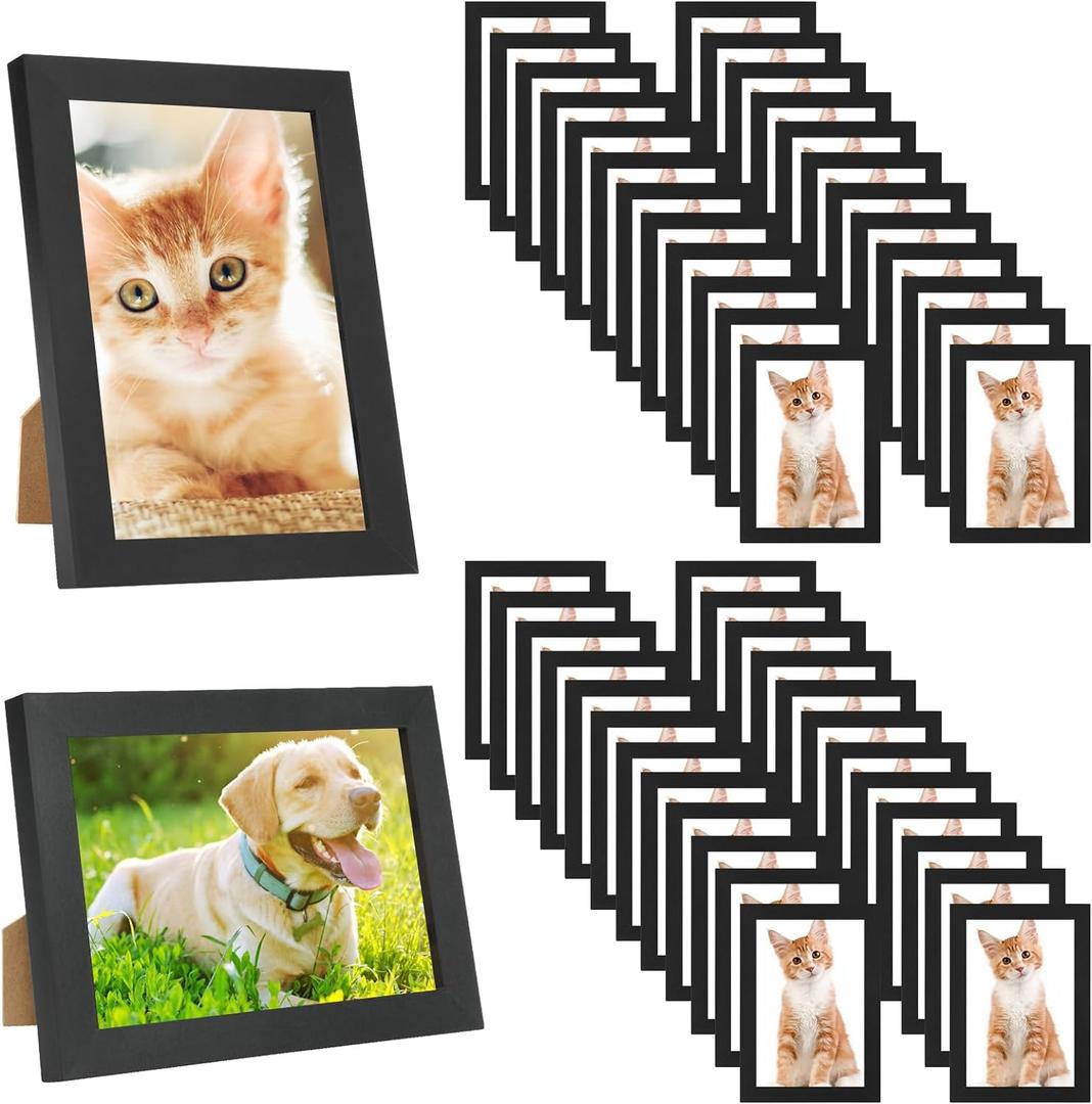 YOUKE OLA Set of 50 Picture Frame Bulk Photo Frames Wall Mounting Simple Photo Frames Multi Picture Frames for Wall or Tabletop, Black